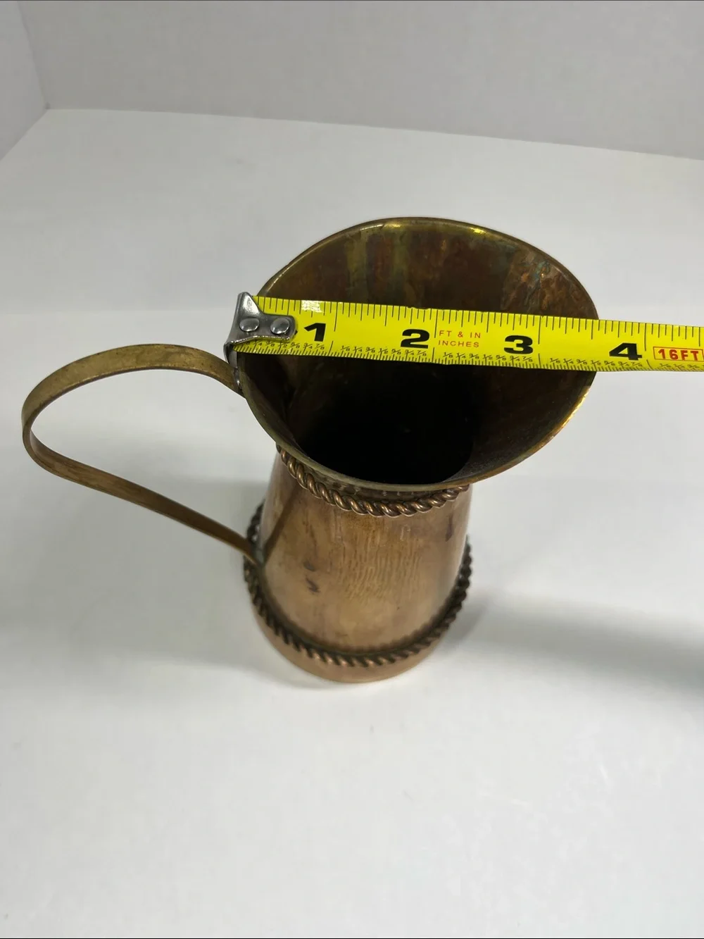 Brass-Tone Decorative Pitcher Vase - Rustic Copper Finish